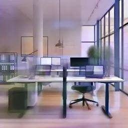 Variety of modern office tables in a bright workspace, showcasing ergonomic features and stylish designs