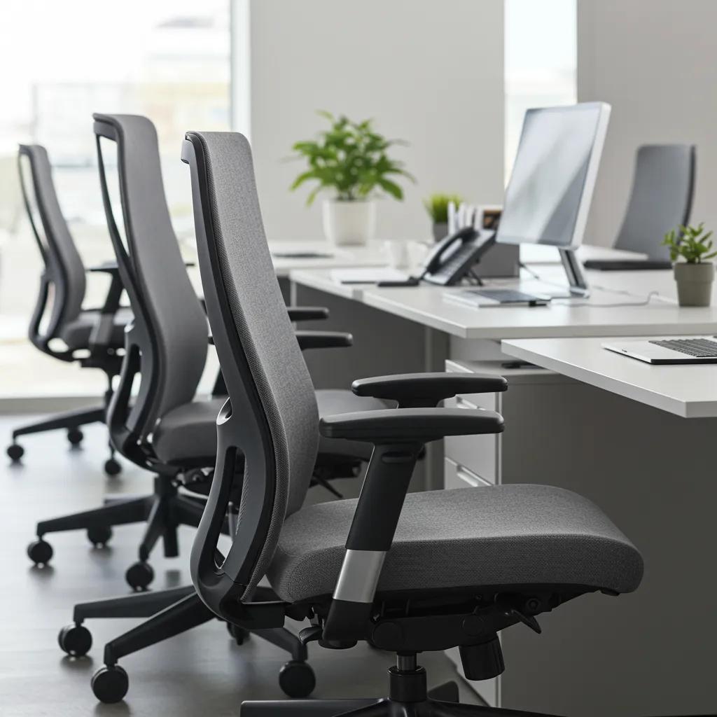 A visual comparison of ergonomic office chairs and standard task chairs, showcasing their distinct design and adjustability features.